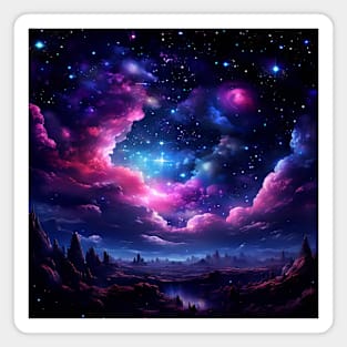Fantasy Starry Blue And Pink Night Sky Magnet
